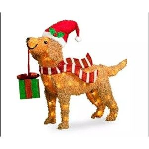Christmas Dog Decoration with Santa Hat Goldendoodle Outdoor Yard Decor 30"